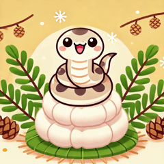 Cute Snake on Mochi Decoration