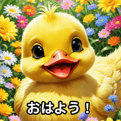 Fluffy Duckling Greeting Stickers