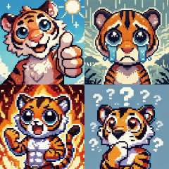 Adorable Pixel Tiger Stickers