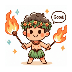 Fire dancer, hula girl, Hawaiian