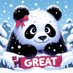 Panda in Snow Stickers@SFW