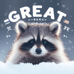 Raccoon in Snow Stickers@SFW