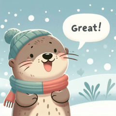 Otter in Snow Sticker@SFW