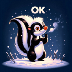 Skunk in Snow Sticker@SFW