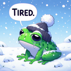 Frog in Snow Sticker@SFW