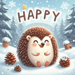 Hedgehog in Snow Sticker@SFW