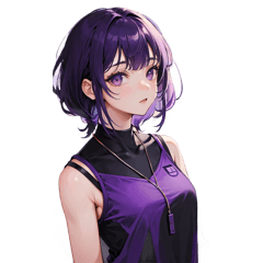 Talkative purple-haired girl