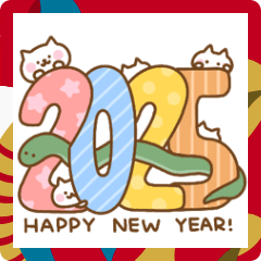 White Cat's New Years Stickers 2025