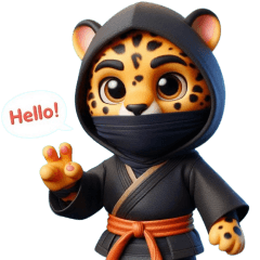 Cute ninja cheetah sticker 002