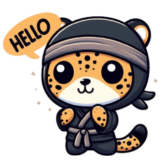 Cute ninja cheetah sticker 001