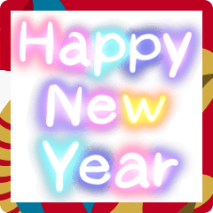 Neon New Year Sticker