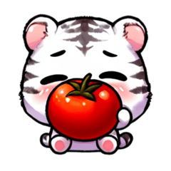 White tiger loves tomatoes 3