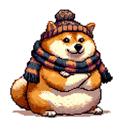 Pixel art Winter fat shiba