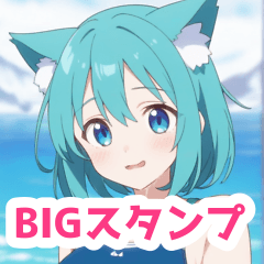 BIG stickers of cat swimsuit winter sea