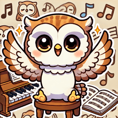 Adorable Owl and Piano Sticker Set