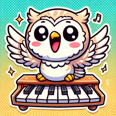 Adorable Owl and Piano Sticker Set5