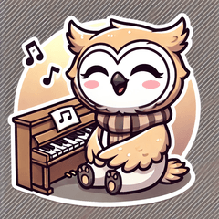 Adorable Owl and Piano Sticker Set3