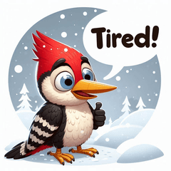 Snowy Woodpecker Sticker @SFW