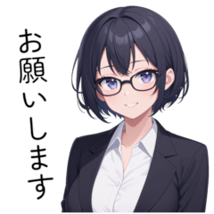 Cute black haired girl with glasses