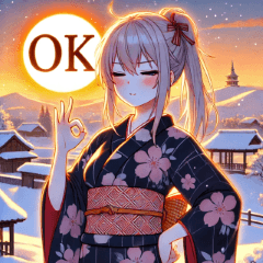 Cute New Year's Sunrise Yukata Girl 1