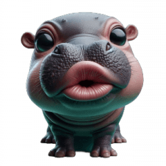 Bug-Eyed Hippo Give a Kiss