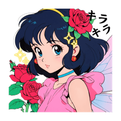 バラを持ったレトロガール