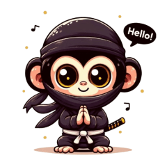 Cute ninja chimpanzee sticker 001