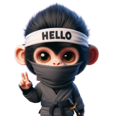 Cute ninja chimpanzee sticker 002