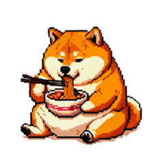 Pixel art moving fat shiba