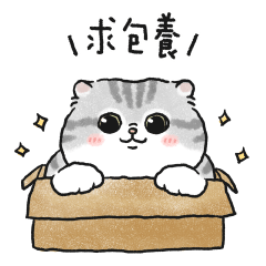 奶油小生敲甜蜜(灰白虎斑貓) – LINE貼圖 | LINE STORE
