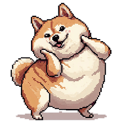 Pixel art deep love fat shiba