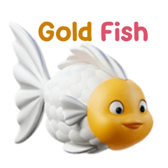 Adorable colorful goldfish 3D