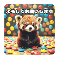 Red panda's daily greetings stamp