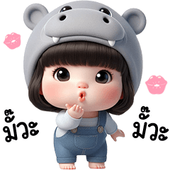 Little cute girl Hippopotamus