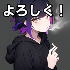 Cigarette girl in black hoodie sticker