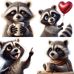 Cute Raccoon Stickers 2