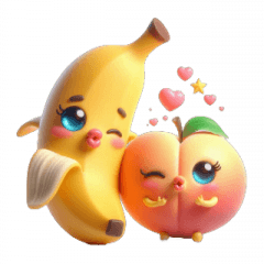 Banana in Love with Peach