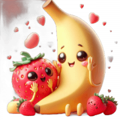 Strawberry Falls in Love with Banana