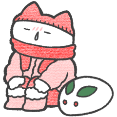 red color sticker(cat)(winter)