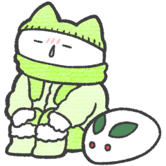 light green color sticker(cat)(winter)