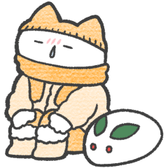 orange color sticker(cat)(winter)