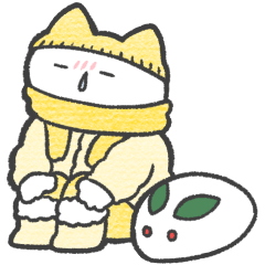 yellow color sticker(cat)(winter)