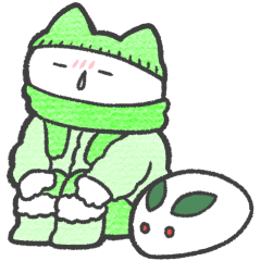 green color sticker(cat)(winter)