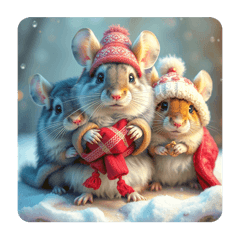 Cozy festive chinchillas