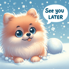 Snowy Pomeranian Stickers@SFW