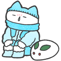 light blue color sticker(cat)(winter)