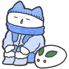 blue color sticker(cat)(winter)