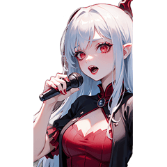 Vampire girl doing karaoke