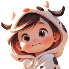 the baby dresses up as a cute calf