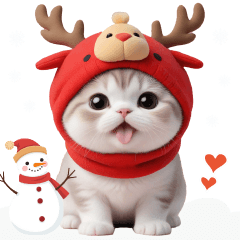 cute cat reindeer cap BIG Sticker